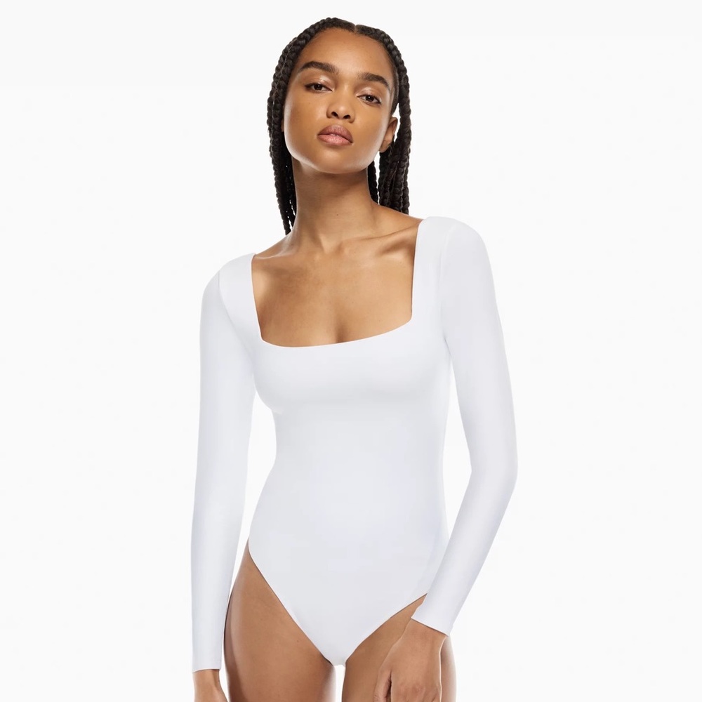 Babaton White Contour Longsleeve Bodysuit, Size XXS